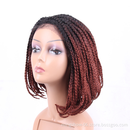 Synthetic Braided Box Braids Wig For Black African Women High Temperature Fiber Cosplay Style Short Bob Wigs